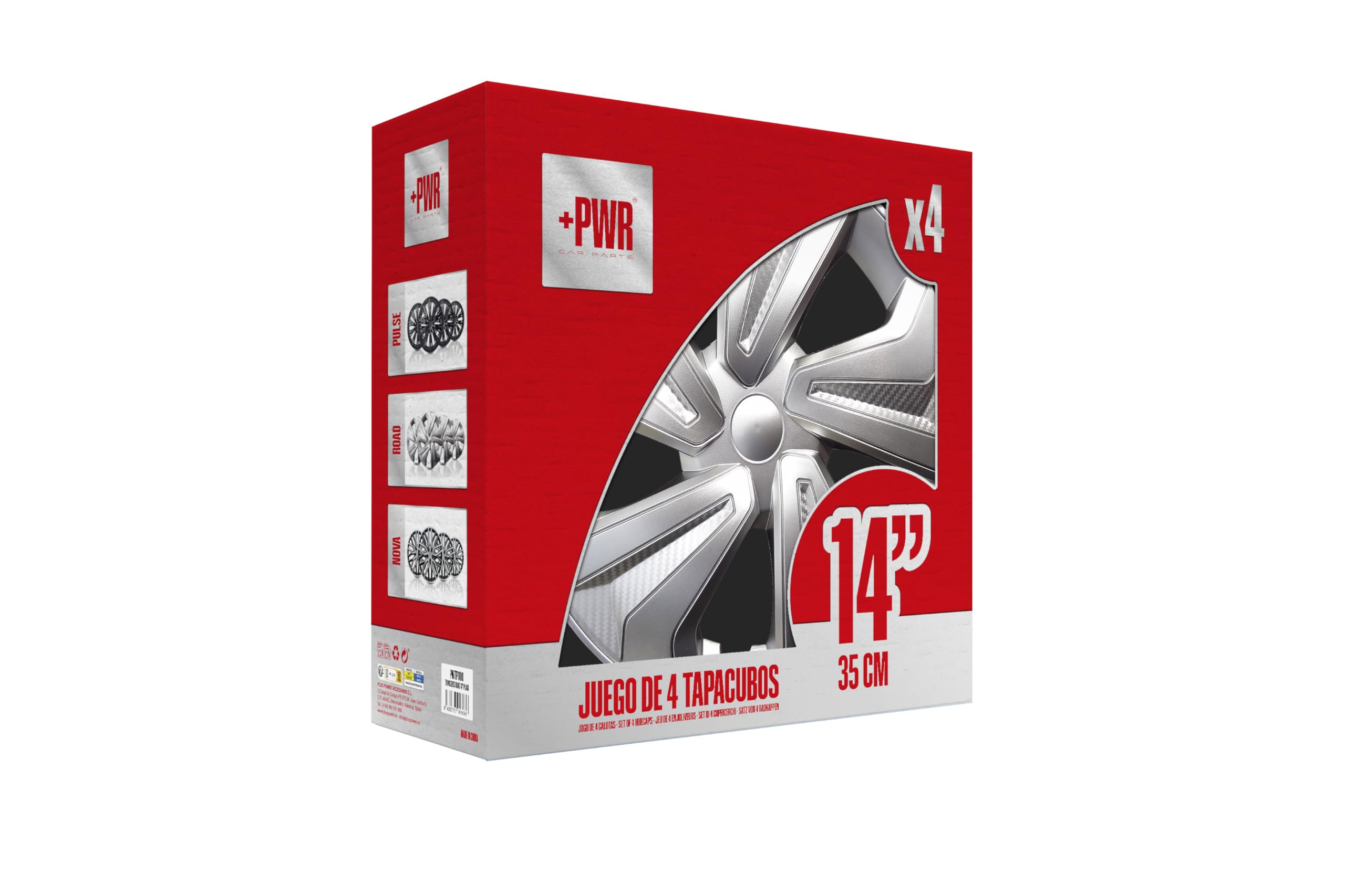 Enjoliveurs 14" Road Argent, Lot de 4 pièces, universels, ABS Haute résistance, Fixation par Pression, Design Moderne et Ventilation optimisée