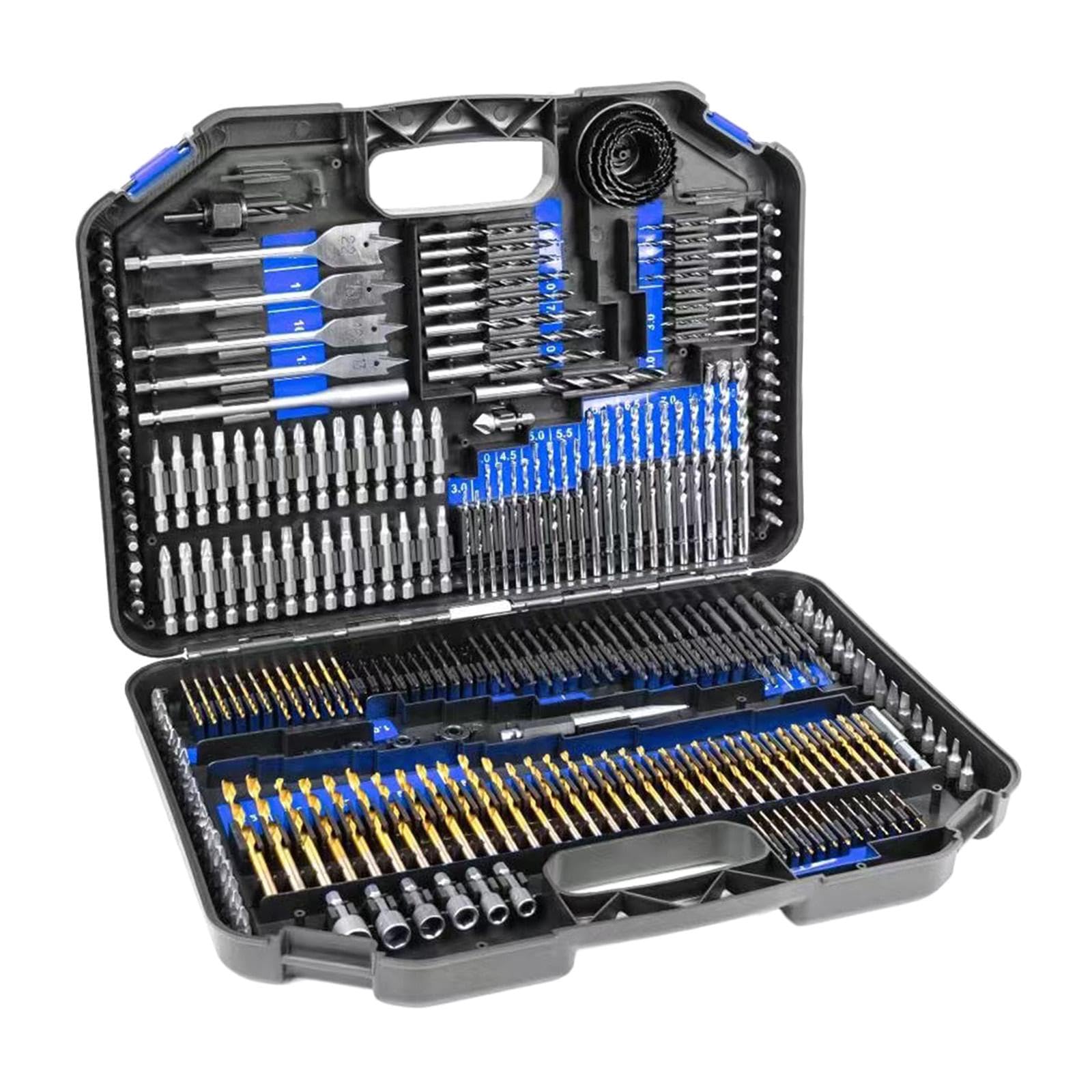 246 Piezas Juego de Brocas Taladro Juego de Brocas Acero Rápido Juego Brocas para Madera Y Metal con Estuche Transporte Adecuado para Bricolaje, Etiqueta azul