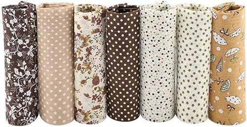 Miniatura 8 de 7 piezas de telas de algodón de 19.7 x 19.7 in, diseño de lunares florales surtidos, paquete de trimestres precortados, edredón de algodón, tela de