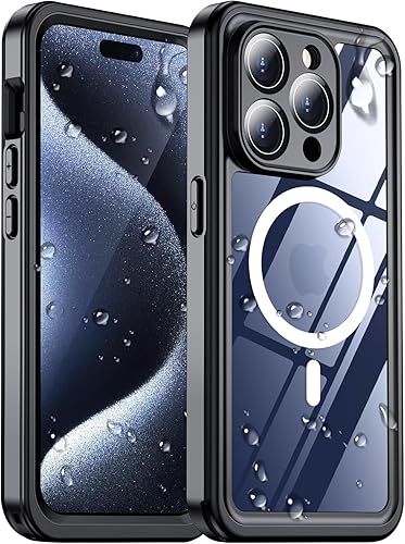 Funda impermeable 2024 para iPhone 15 Pro Max, compatible con MagSafe, protector de pantalla y cámara integrados, a prueba de golpes, IP68 bajo el