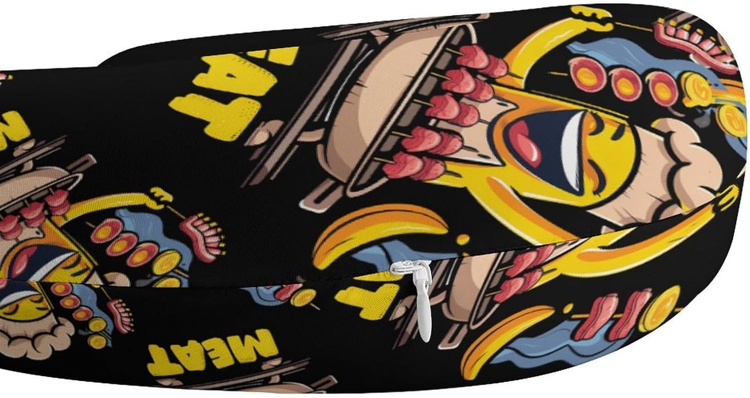 Banana BBQ Meat Travel Pillow U Shape Neck Pillow Washable Pillowcase for Sleeping Chair