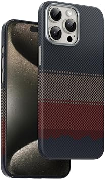 iPhone 15 Pro Max ile Uyumlu MagSafe  arj  zellikli Aramid Karbon Fiber Kevlar Desenli K l f, G n I