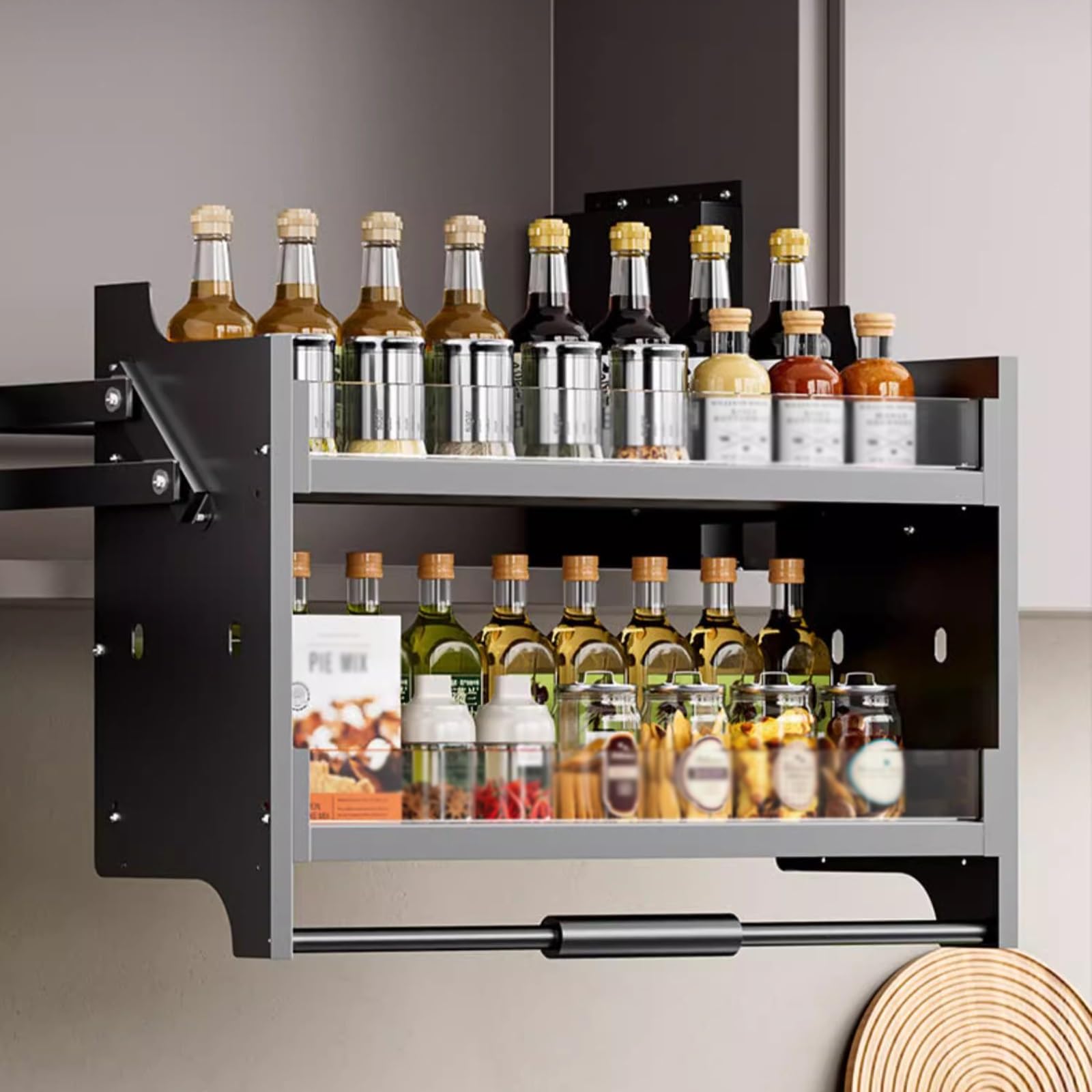 Ausziehbares Küchenschrank-Regalsystem, 500 mm, verstellbare Aufbewahrungslösung für Küche, Café und Speisekammer, platzsparendes Regal für einfachen Zugang und Organisation