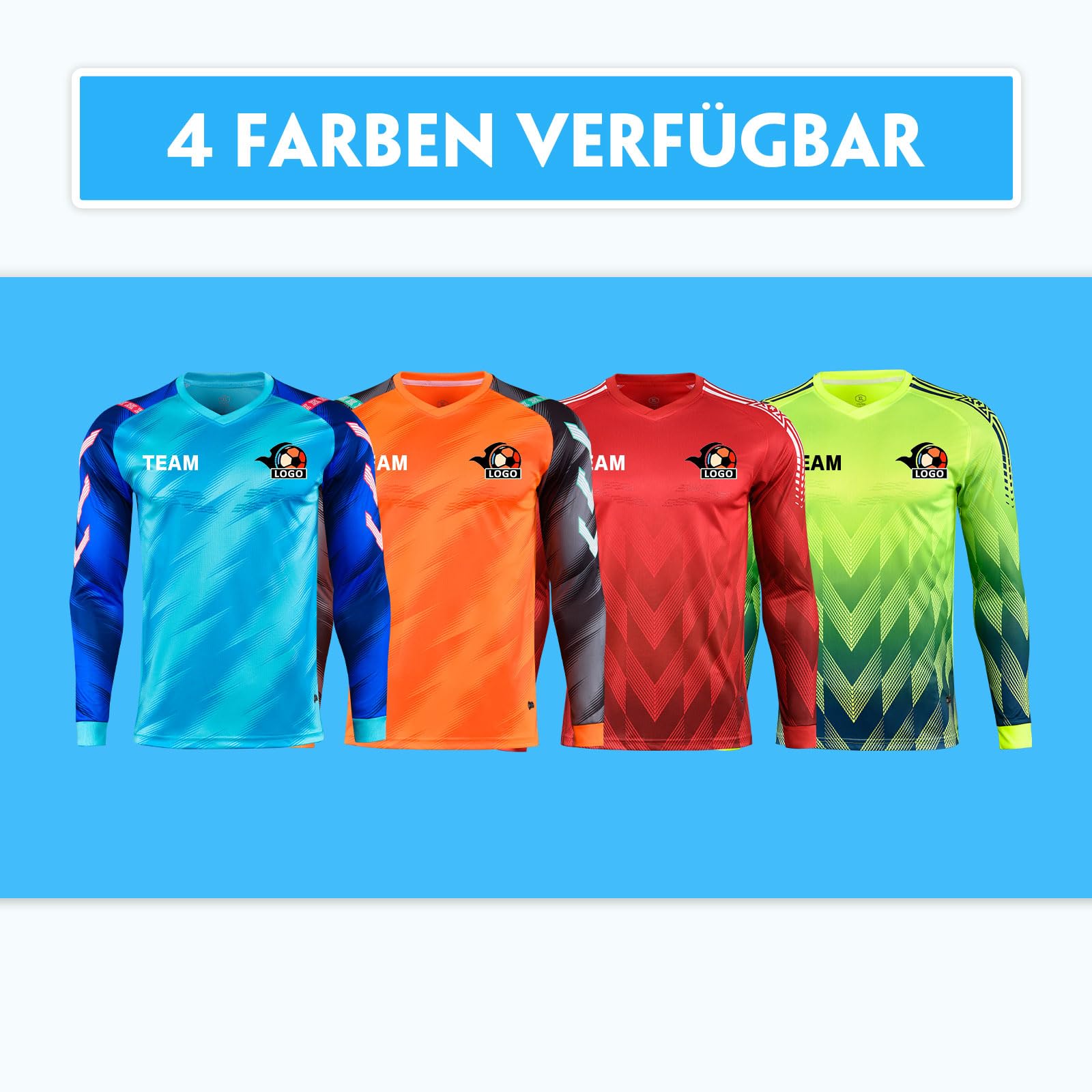 LAIFU Personalisiertes Torwarttrikot Kinder Erwachsene Herren Damen Langarmtrikot mit eigenem Namen, Nummer, Teamname