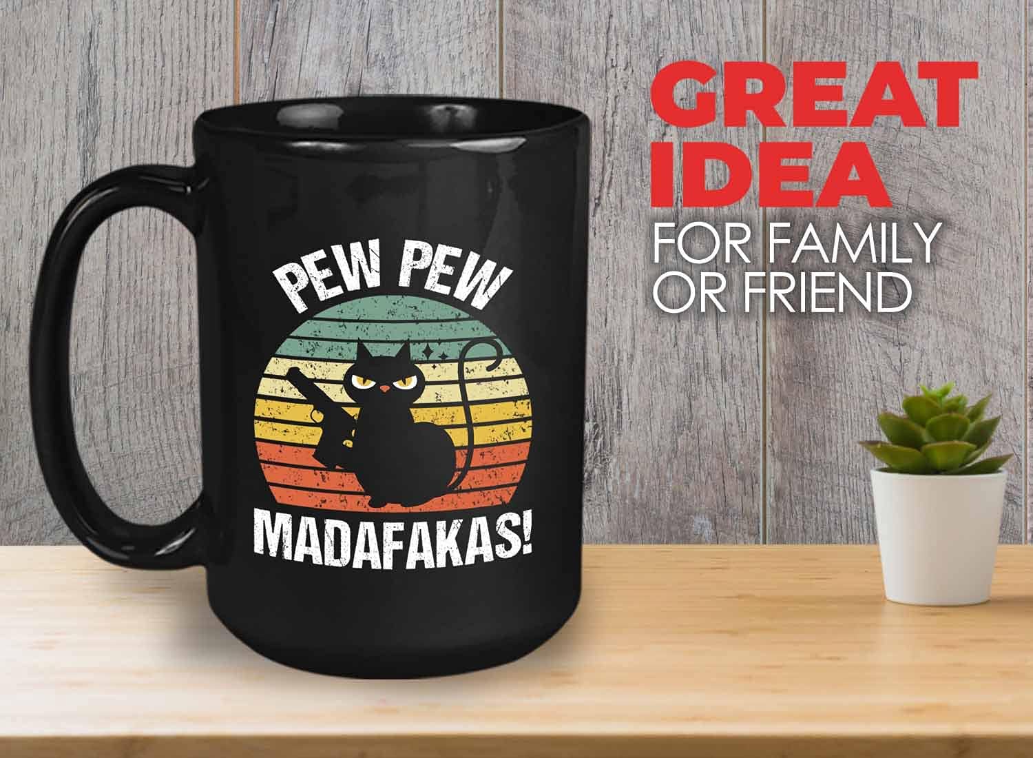 Bubble Hugs Pet Owner Coffee Mug - Pew Pew Madafakas - Cool Cats Black Cat Lover Kitty Paw Fur Mama Papa Funny Sarcasm Kitten Persian Siamese 15oz Black