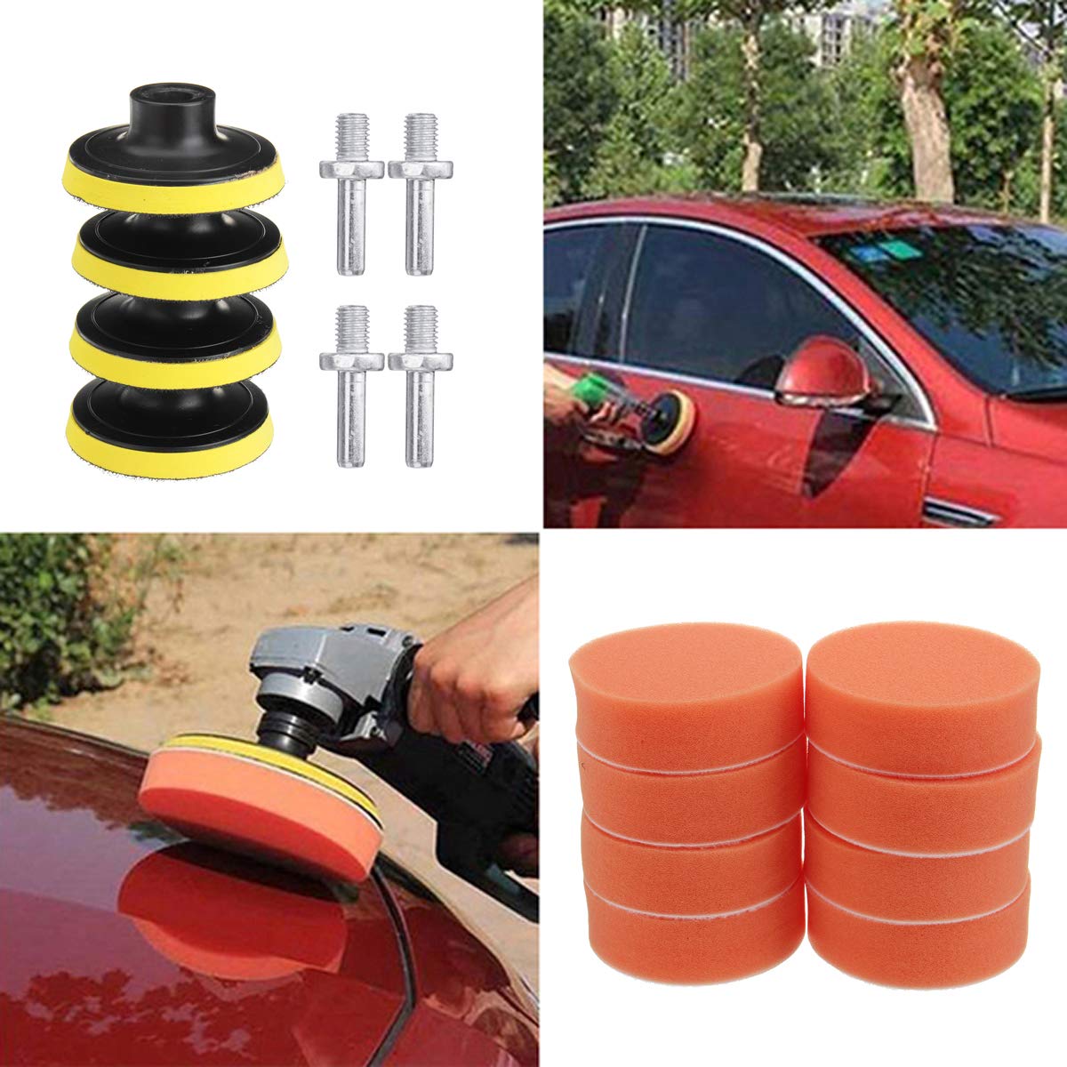KingLan 28 sztuk 8 cm woskowanie bufing polerowanie gąbka zestaw zestaw polerskich podkładek polerskich
