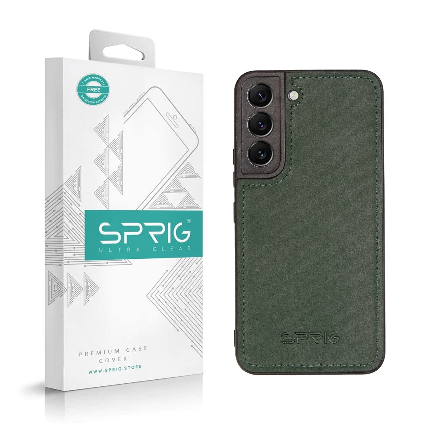 SPRIG Compatible with Samsung Galaxy S22 Phone Matte PU Leather TPU Premium Back Cover Drop Tested Shock Proof Mobile Case for Men, Women, Boys and Girls with Camera Protection (Green) (B0BXDK6VCP) Amazon Price History, Amazon Price Tracker