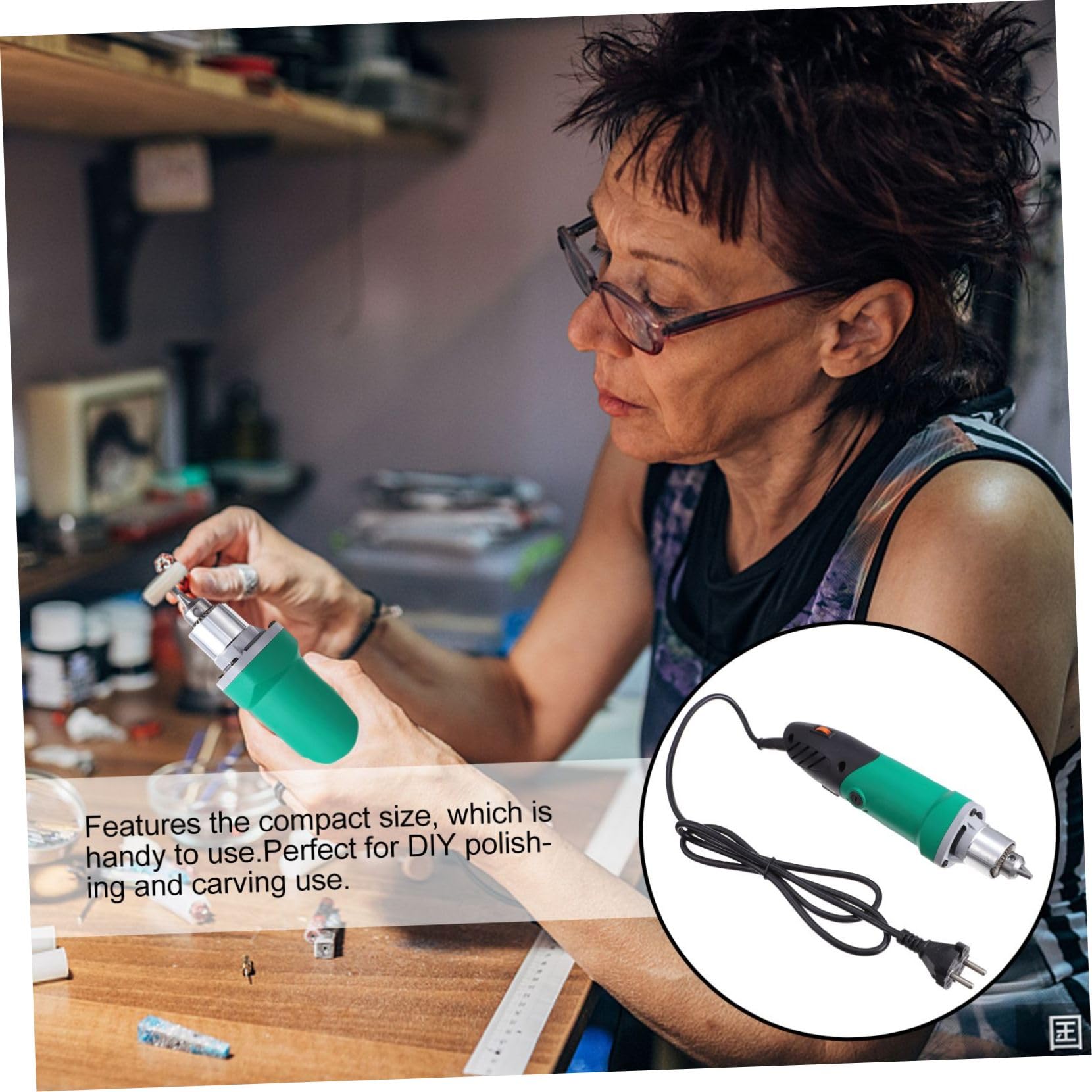 Uonlytech Smerigliatrice Elettrica 500w Velocità Regolabile a 6 Livelli e Mandrino 6,5mm in Plastico e Metallo per Incisione e Lavori di Precisione