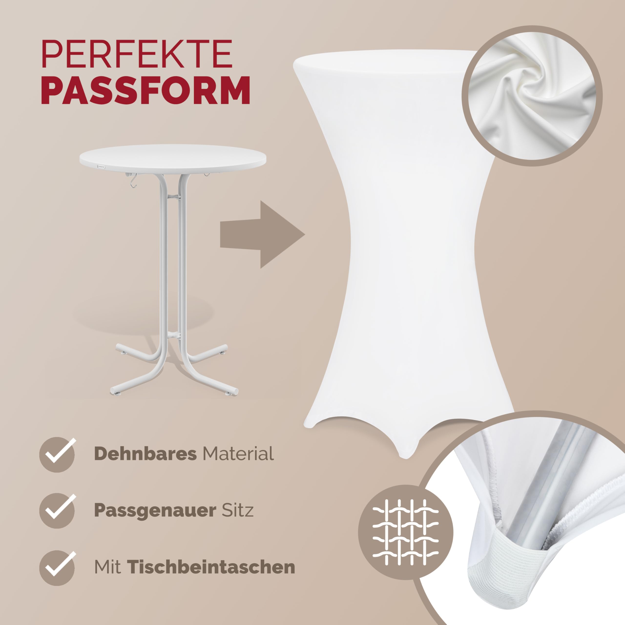 Deuba® 5X Housses Table de Bar bistrot Ronde Blanc Ø60-65 cm Nappe Mange Debout Protection Table Cocktail Tissu Stretch