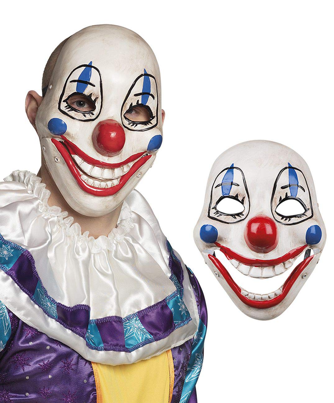 Boland 72211 - Maska na twarz Scary Clown z ruchomą szczęką, akcesoria do kostiumu, akcesoria karnawałowe