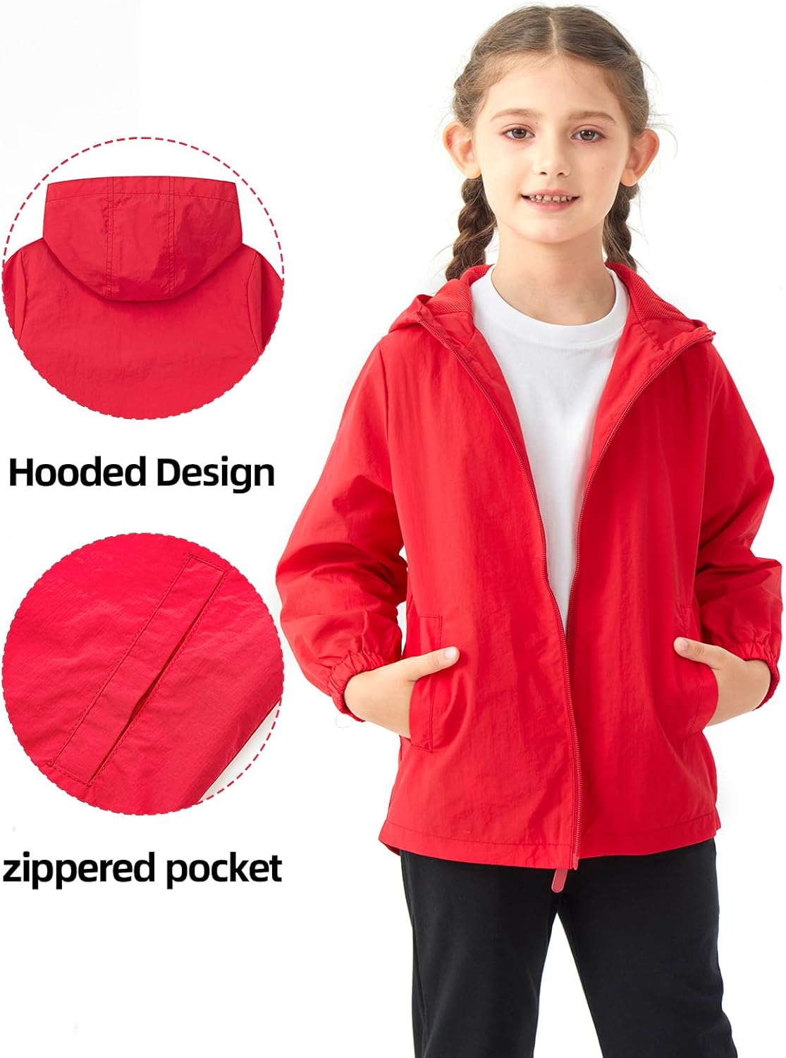 Boys Girls Windbreaker Hooded Jackets Lightweight Packable Jacket Toddler Rain Coats - Image 3