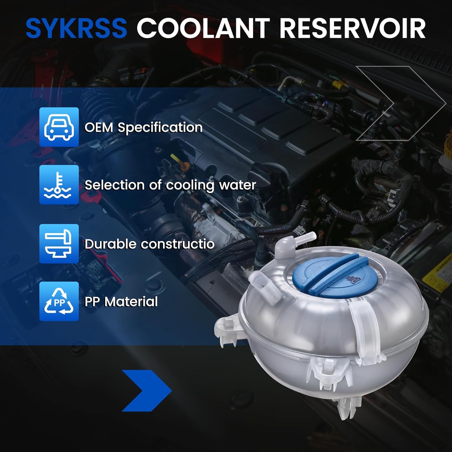 Engine Coolant Reservoir Tank 5Q0121407D Compatible with Audi A3 S3 2015 2016 Compatible with Volkswagen Golf GTI 2015 2016 1.4L 1.8L 2.0L L4 Replace 5Q0121407F Coolant Overflow Reservoir
