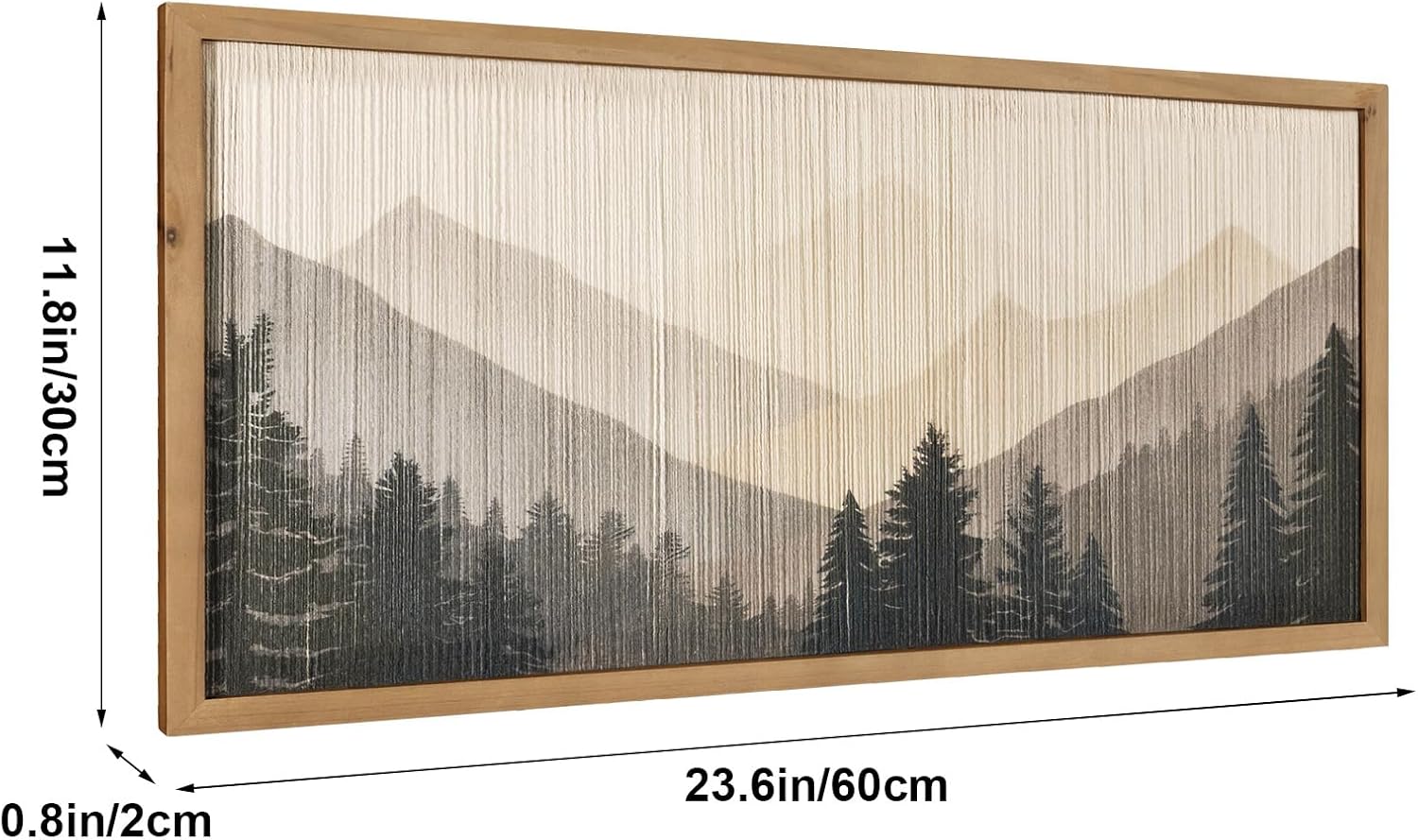 flangairy 23.6 X 11.8 In Mountain Wall Art, String Crafts Pictures With Wood Framed, Nature Landscape Forest Wall Hanging Decor, Living Room Bedroom Home Artwork