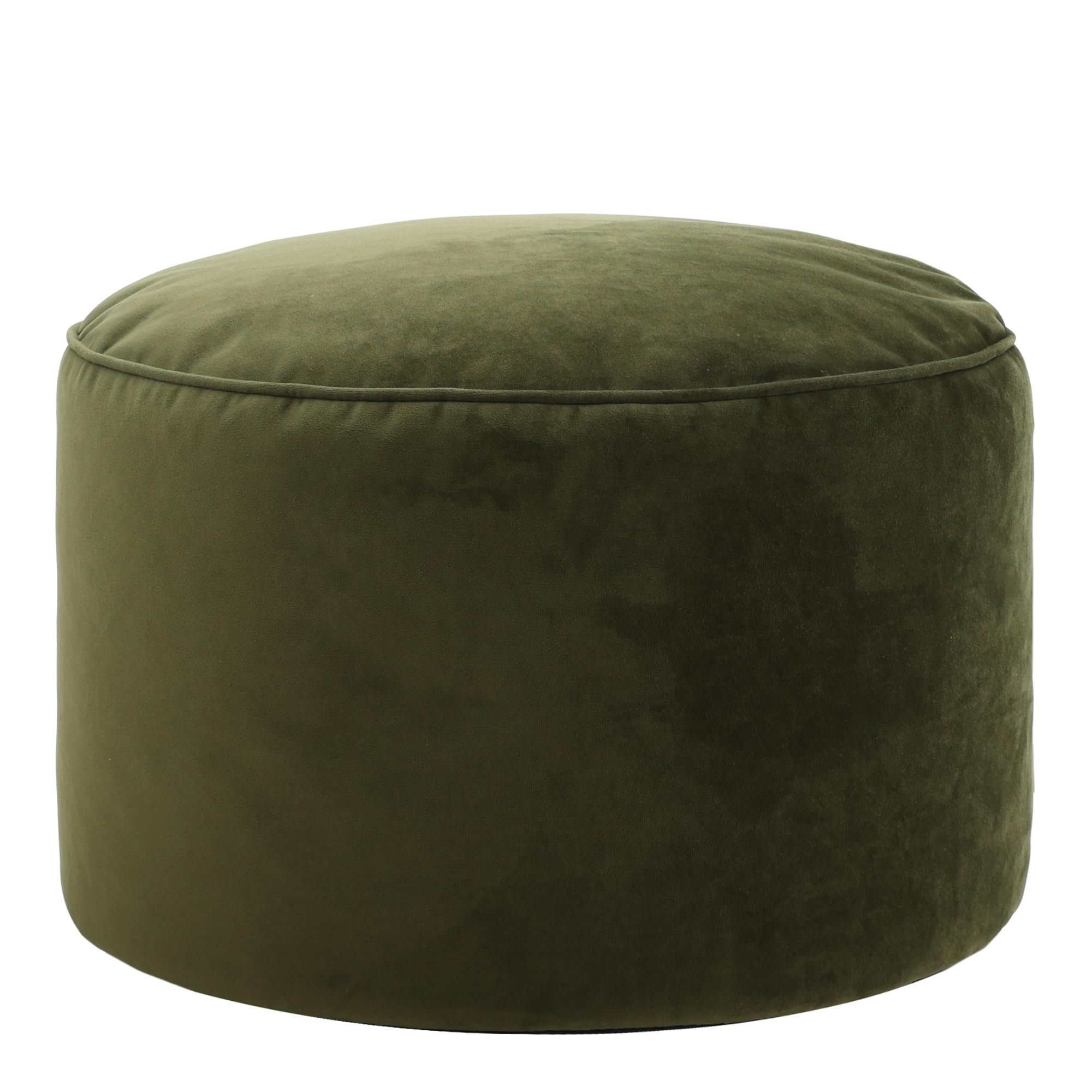 icon Milano Velvet Bean Bag Pouffe, Olive Green, Large Pouffe Footstool with Filling Included, Footrest, Bedroom, Living Room, Living Room Furniture