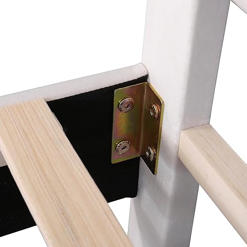 Miniatura 37 de Merax Base de cama tapizada de tamaño matrimonial con cama nido de tamaño individual, 2 cajones, cabecera con patrón de ladrillo y soporte de