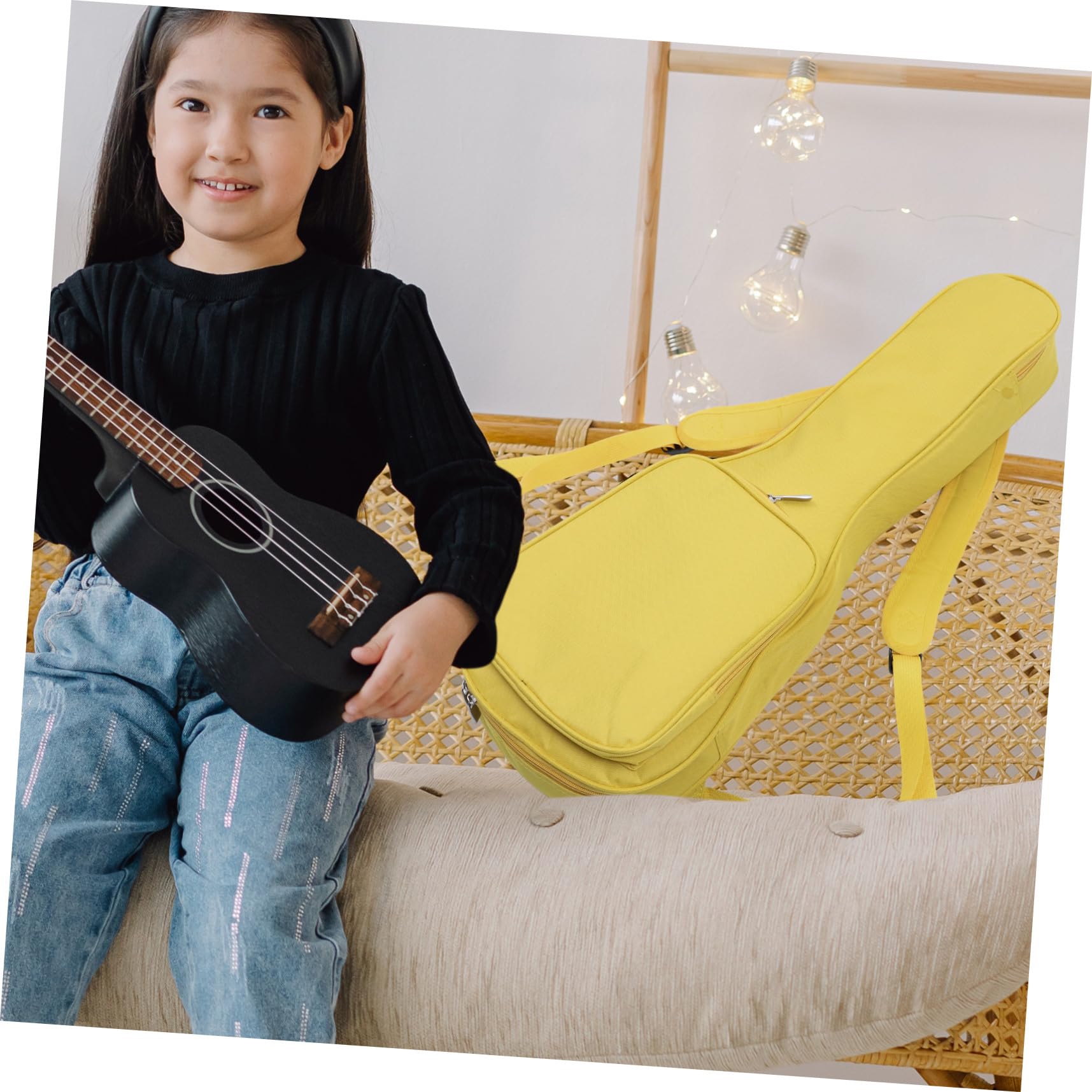 Ukulele Tasche Mit Transparenter Vordertasche Zwei-Wege-reißverschluss-Design Dicke Baumwollhand Zwei Nähte Verdickter Kunststoffringmund Bequemer Rucksack Für Musikinstrumente