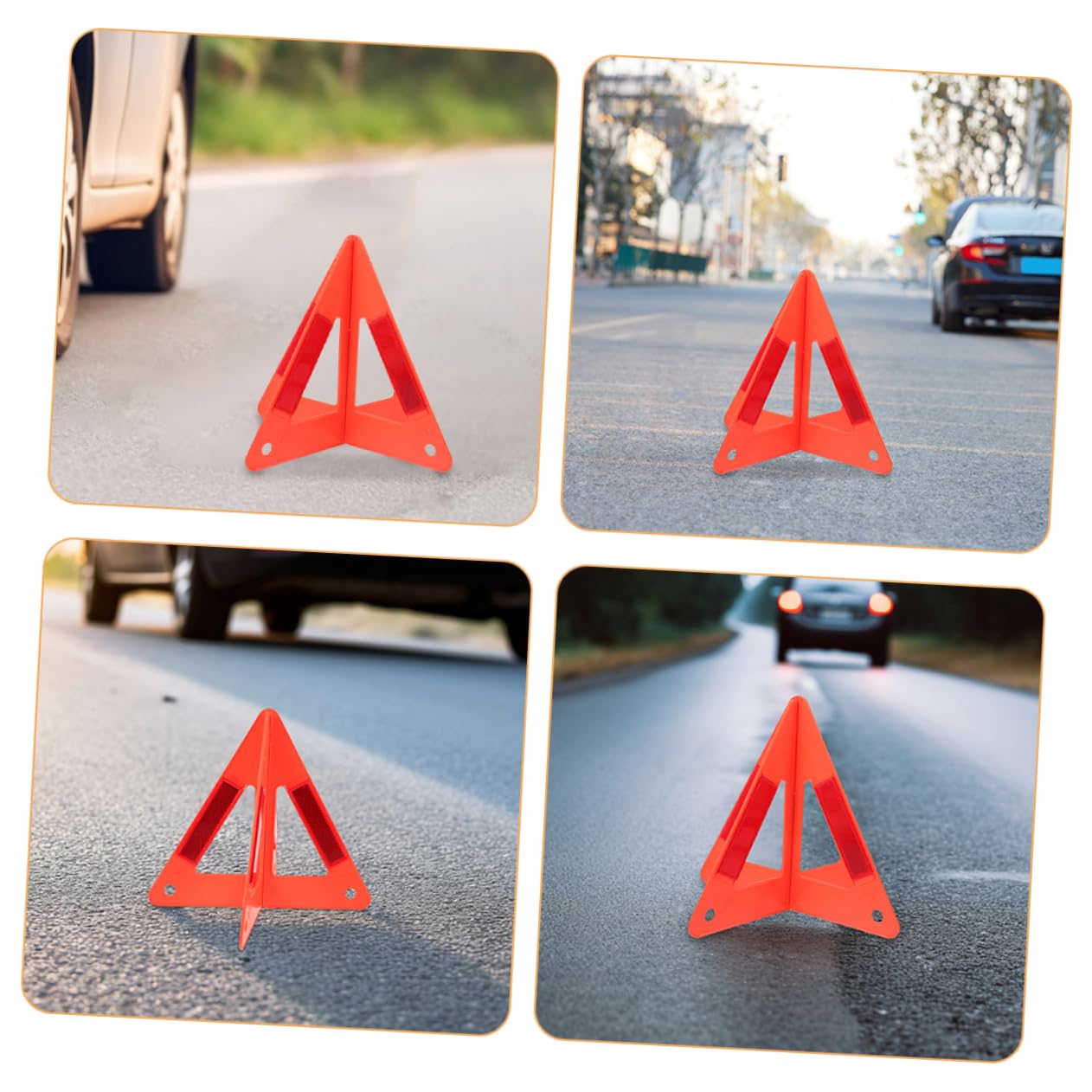 Triángulos de Seguridad para Coche 5 Piezas de Plástico Rojo
