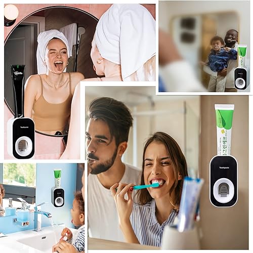 Vista 54 de Dispensador automático de pasta de dientes montado en la pared para baño, exprimidor de pasta de dientes para niños y ducha familiar