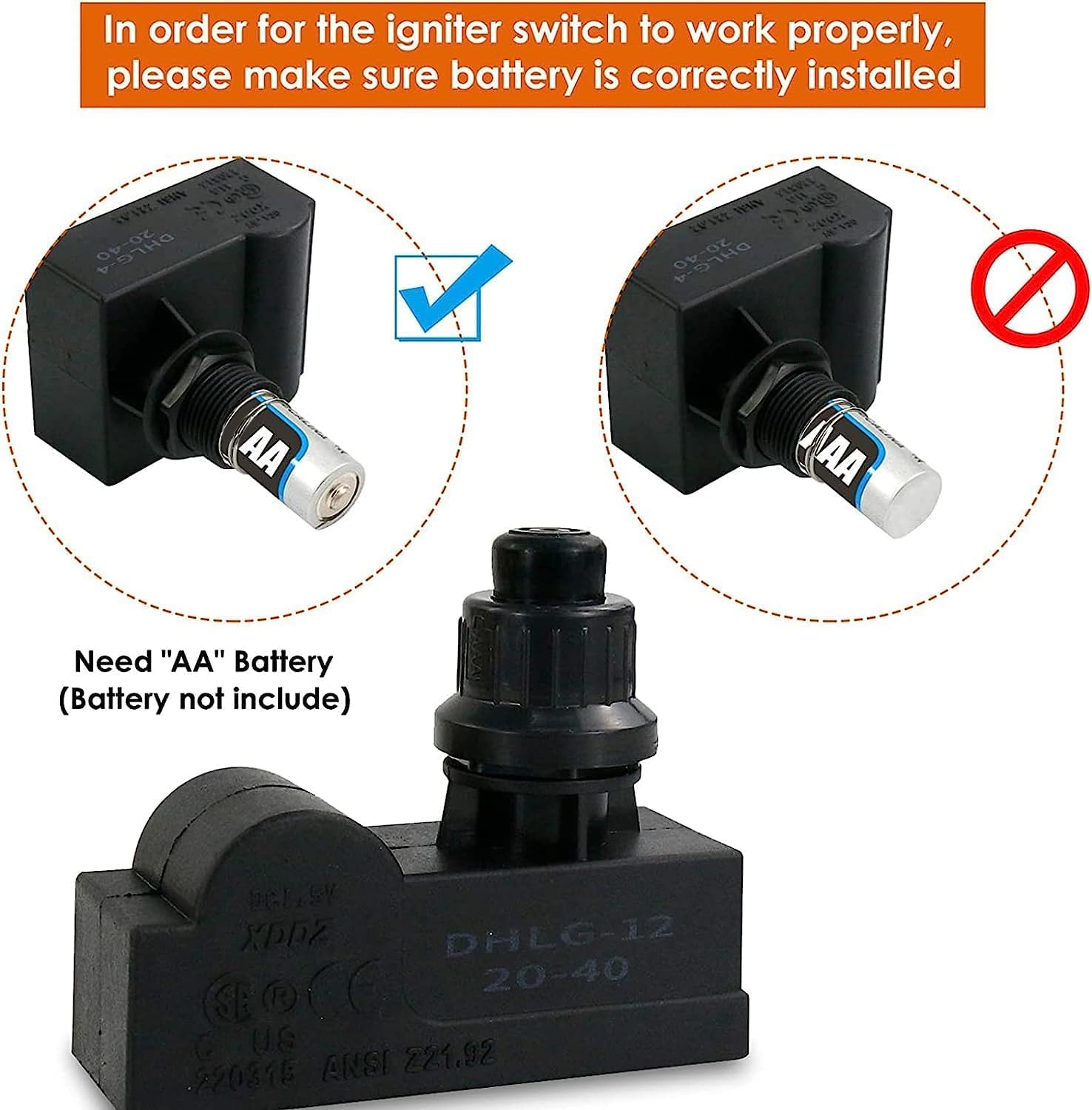 Uniflasy Cast Iron Reversible Griddle and Push Button Grill Ignitor 2 Outlet Electronic Igniter kit for Charbroil 463436215 463436214 463434413 463439915 463436213
