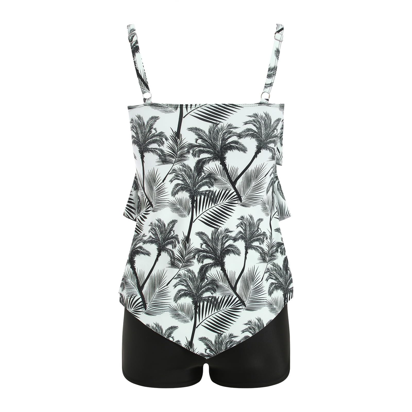 Bañadores Mujer 2 Piezas Tankini Conjunto Bikini Top y Bottom Tirantes Control Barriga Cintura Alta Cuello V Push Up