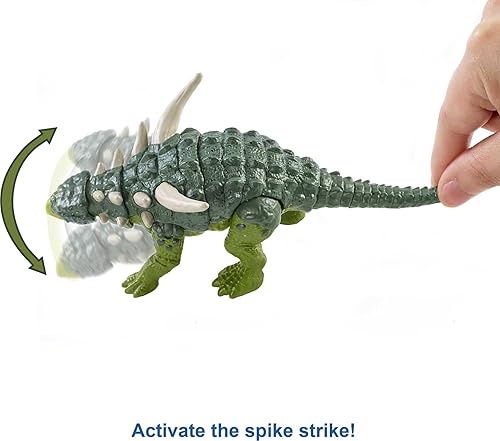 Miniatura 2 de Mattel Jurassic World - Figura de acción de dinosaurio de fuerza feroz, juguete de dinosaurio Sauropelta con articulaciones móviles, escultura