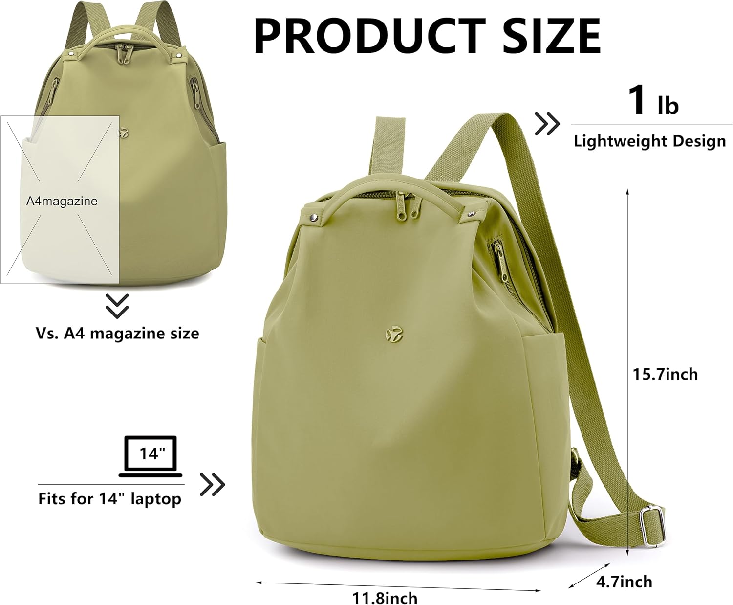 Mini Nylon Women Backpacks,Small Ladies backpacks Casual Lightweight Shopping Travel Daypack (Light Green) - Image 6