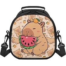 Kawaii Capybara Lunch Box for Girls with Adjustable Strap Portable Leakproof Kids Lunch Box Multifunctional Large Thermal Cooler Bag for School Camping Picnic