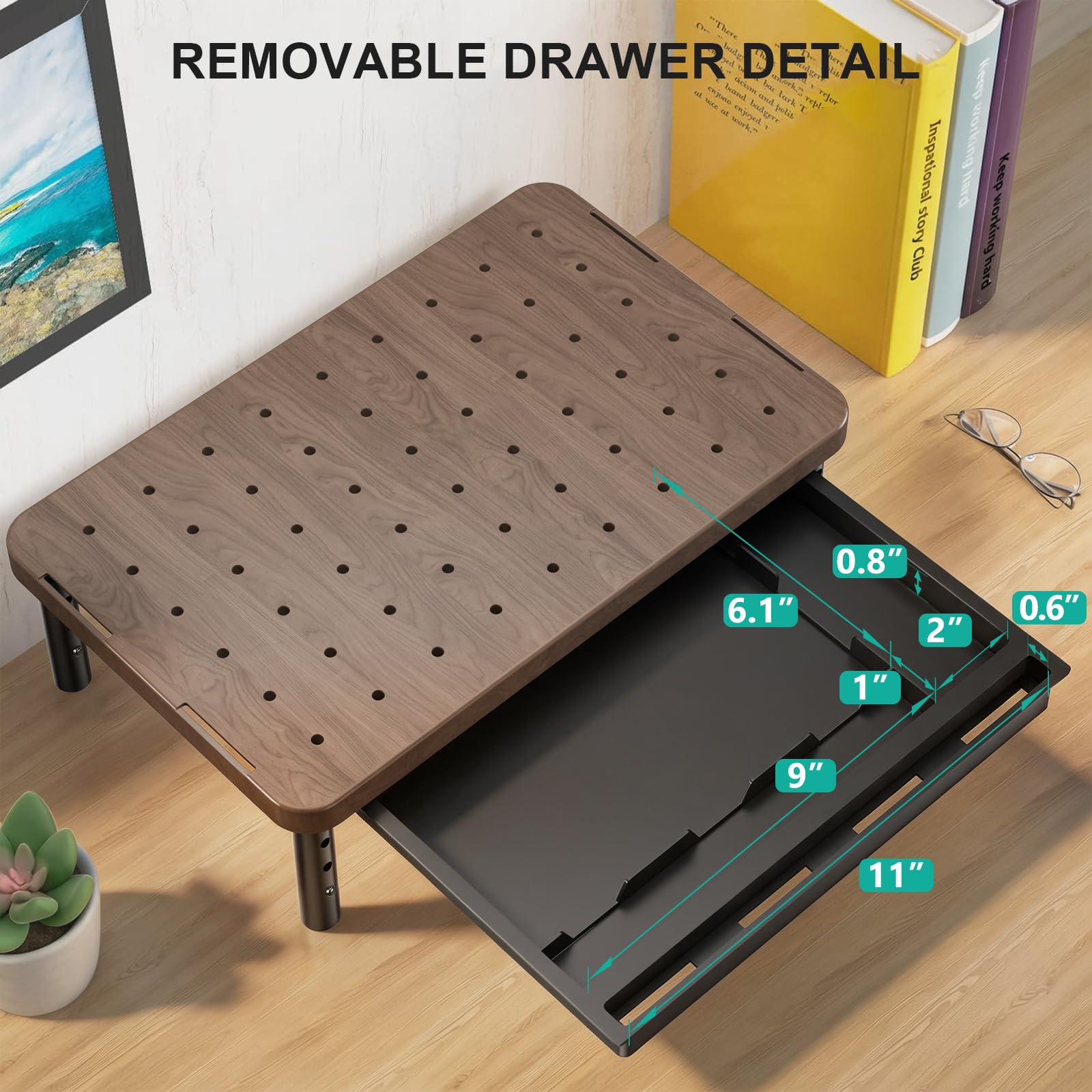 WALI Computer Monitor Stand with Storage, Monitor Riser 3 Height Adjustable view 8