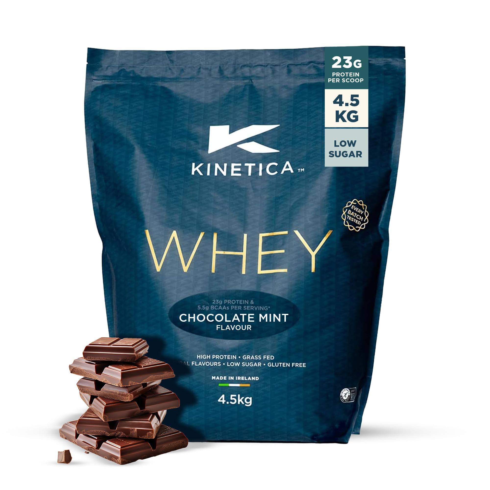 Kinetica Sports Whey Protein Powder - Chocolate Flavour | 22g Protein/Serve, 150 Servings/4.5Kg Pack | Gluten Free Supplement | Optimum for Muscle Gain & Recovery |Mixes Well with Water, Milk & Shakes