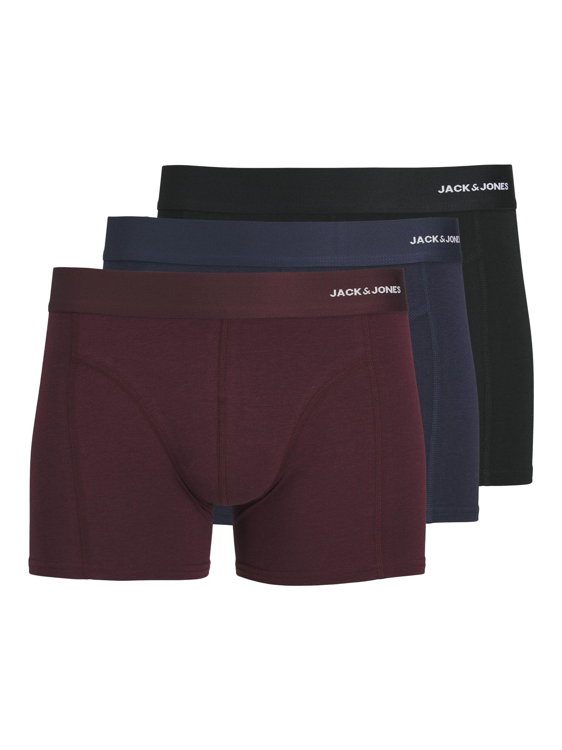Jack & Jones Male Trunks - Pantaloncini In Bambù, Confezione Da 3, Port Royale. Dettagli: Nero – Navy Blazer, Xl-image