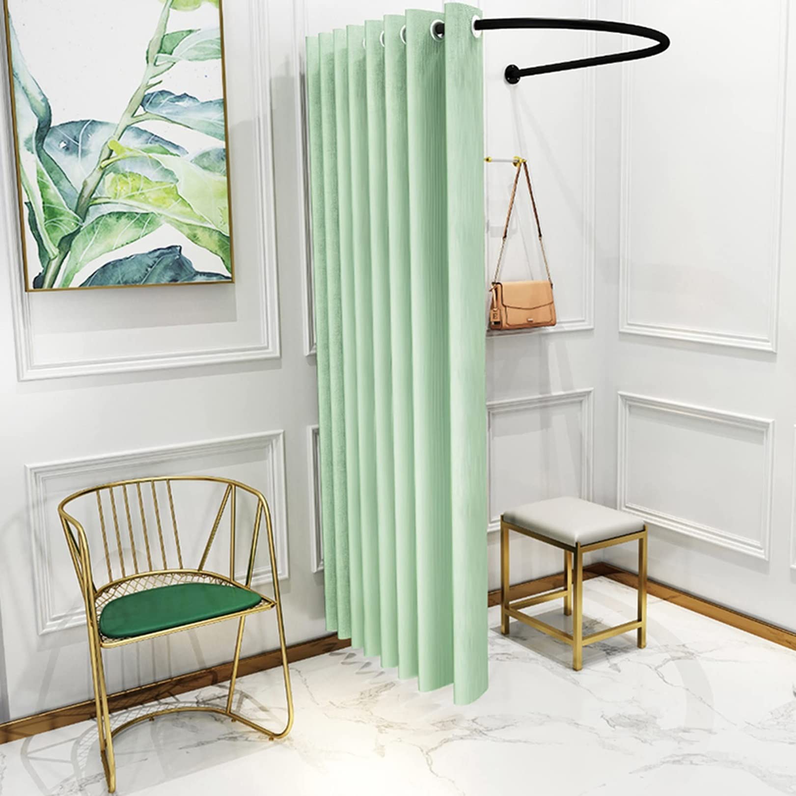 Clothing Store Fitting Room,U-Dressing Room,portable Simple Mobile Changing Room High Shading Rate Curtain Kit,Area Metal Track Locker Room For Shopping Malls,for Office Outdoor Activity And The Mall