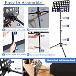 Sheet Music Stand with Light and Phone Stand, 57 Inch High Stability Sheet Music Stand, Height Adjustable Sheet Music Stand with Carrying Bag, Portable Stand