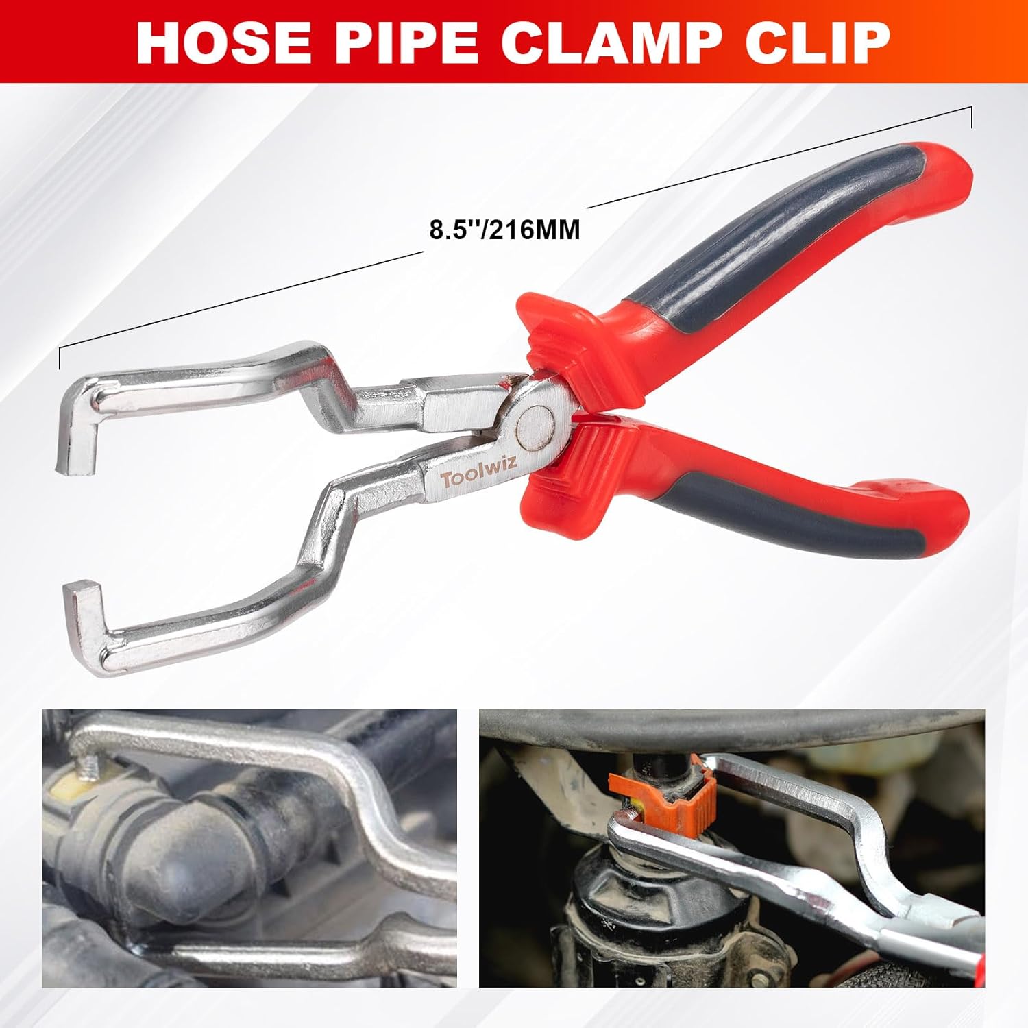 Toolwiz 6 pcs Fuel Line Pliers Set, Hose Clamp Plier, Panel Removal Tool, Hose Removal Plier, 30 Degree Push Pin Pliers, 2 pc 9" Electrical Disconnect Tool for Automotive Repair with Storage Bag - Image 5