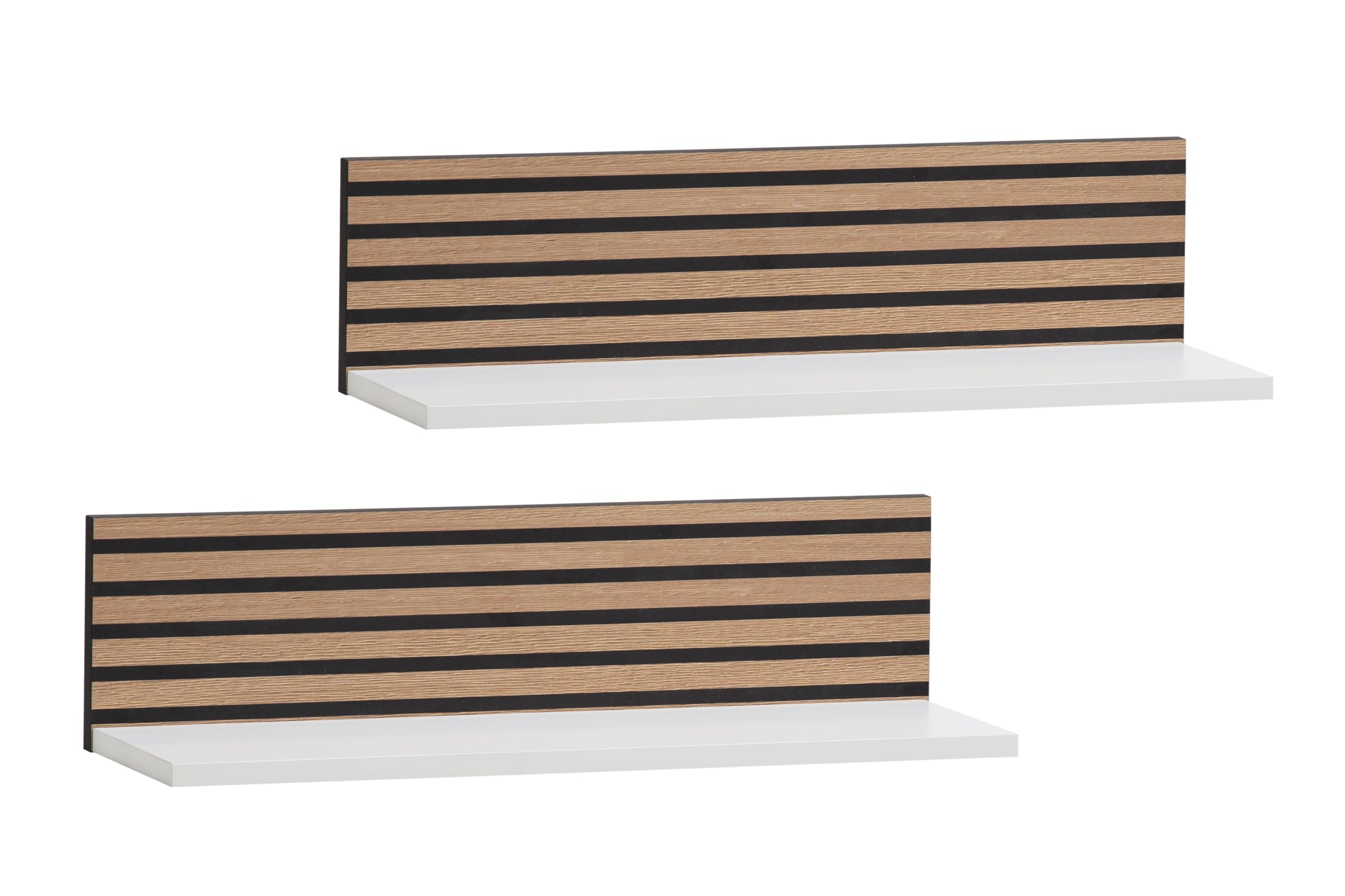 Schildmeyer Regalablage 2er-Set Ryker 160028, Mattweiß/Akustikpaneel Optik, 60 x 17,3 x 15,7 cm