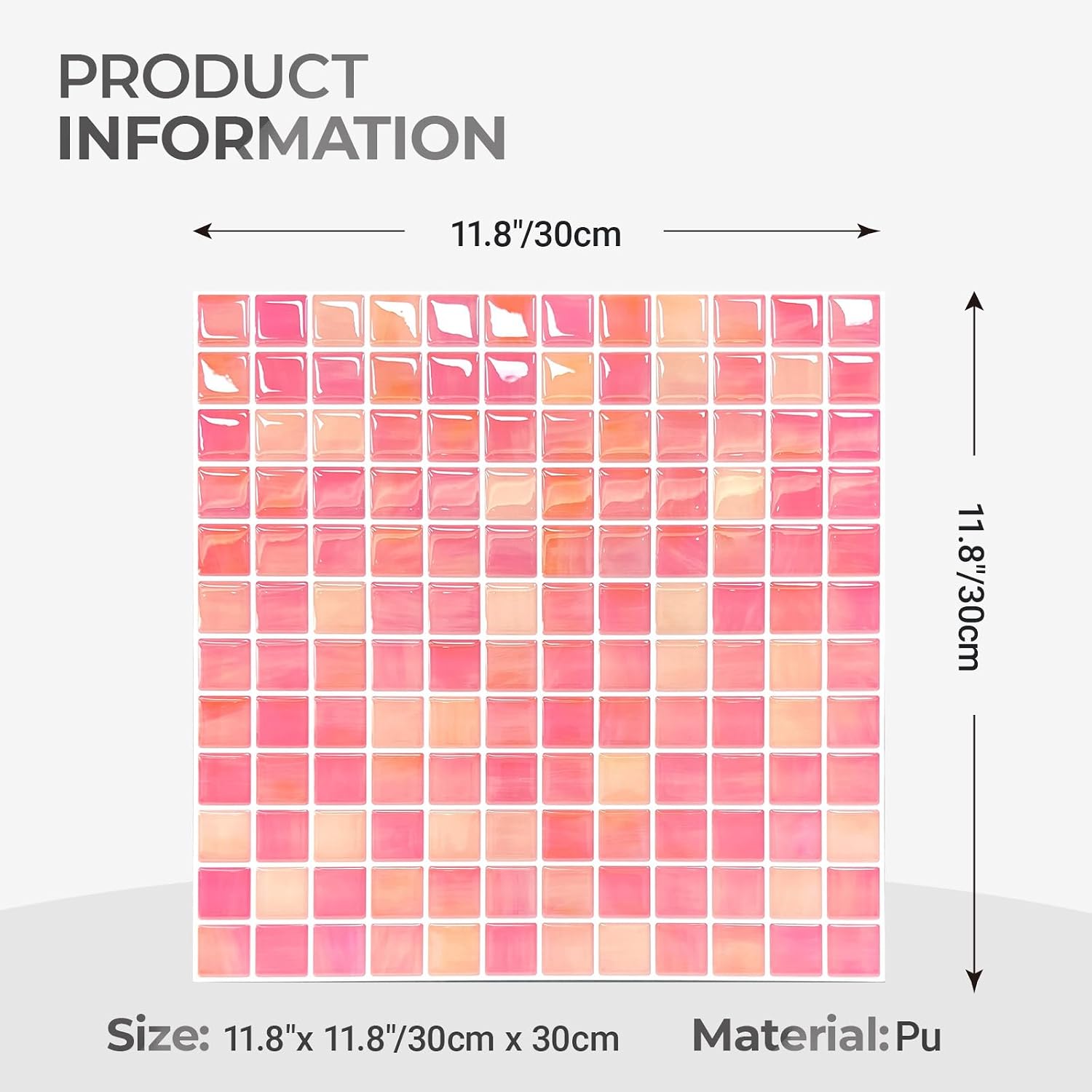 5 Pcs Peel and Stick Backsplash, Adhesive Wall Tiles-Pink Diamond