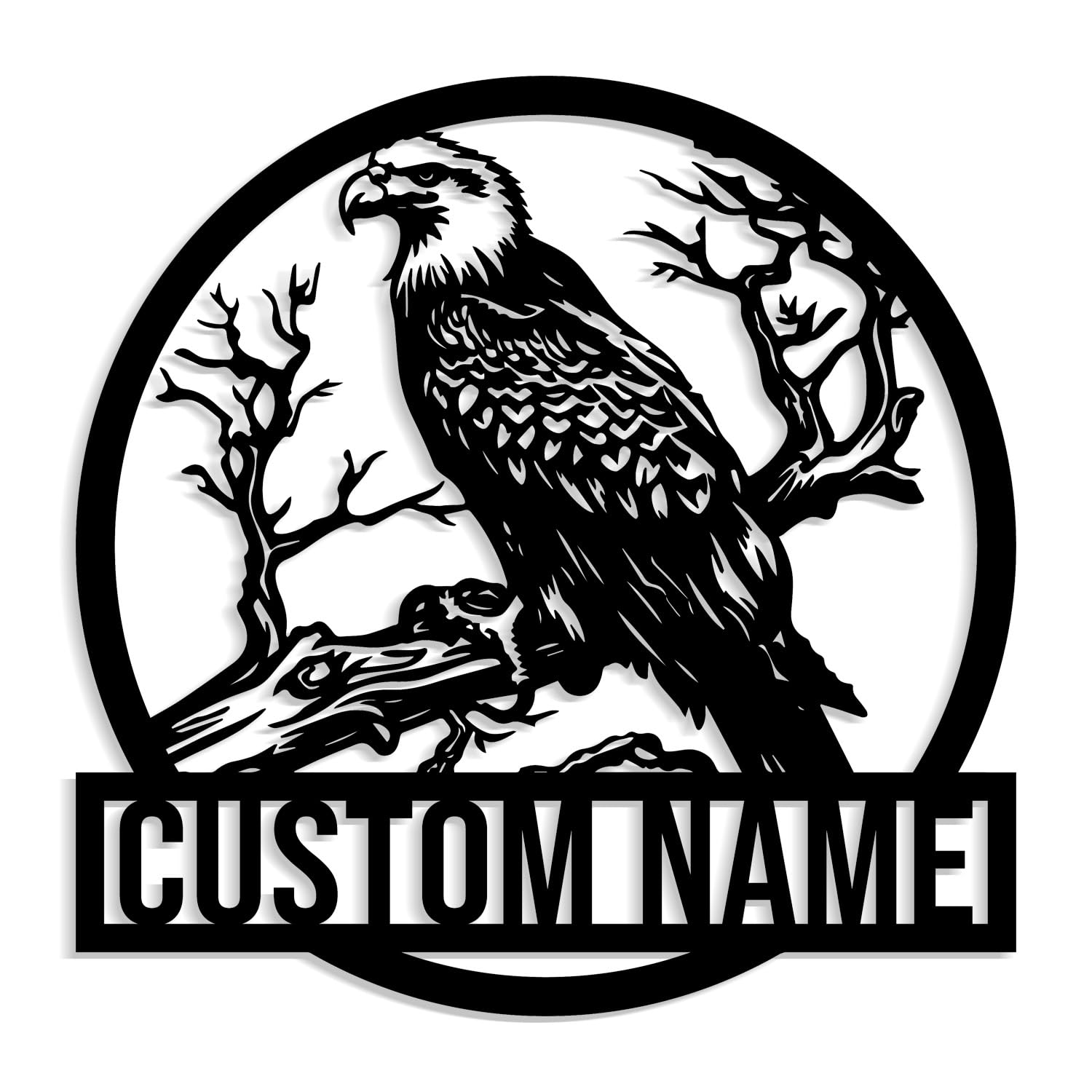 Custom Eagle Metal Sign, Home Decor Personalized Name Sign - Metal Wall Art - Monogram Door Hanging Door Hanging (Style-5)