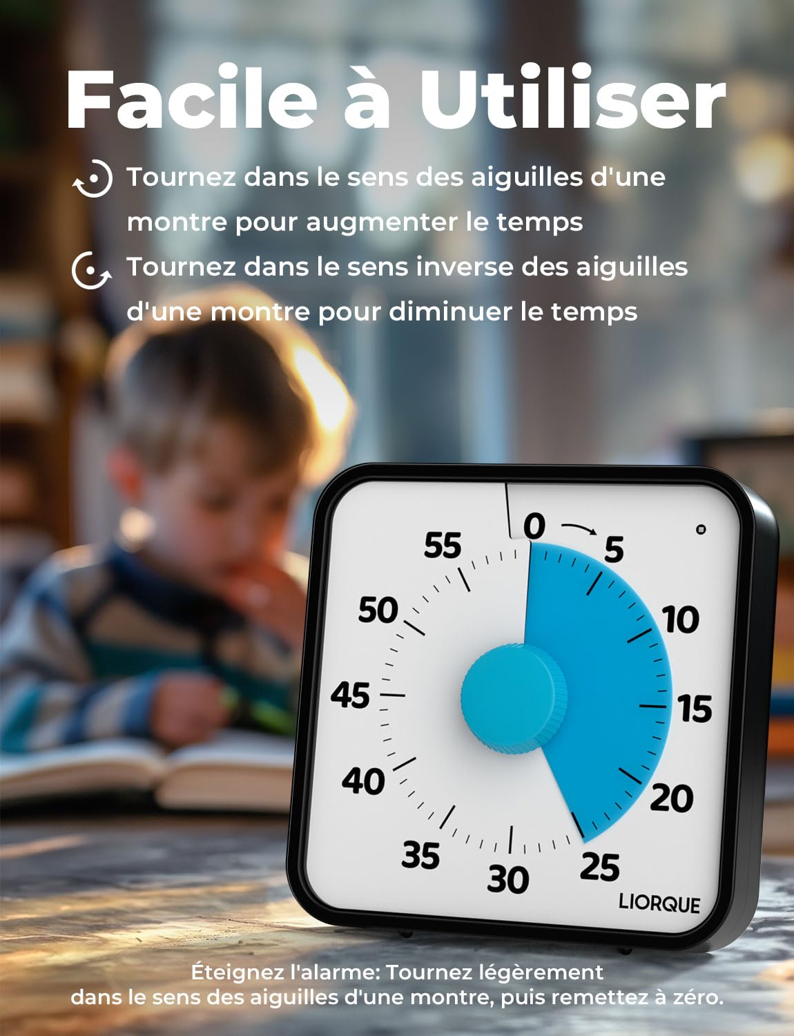 LIORQUE 19cm Grand Minuteur Visuel Timer Classe Aimanté Silencieux 3 Modes Alarme Sonnerie Lumière Vibration