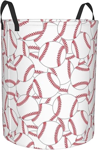 Miniatura 2 de Cesta redonda para ropa sucia de 62 litros, cesta de almacenamiento con textura de béisbol, impermeable, para guardería, ropa, juguetes