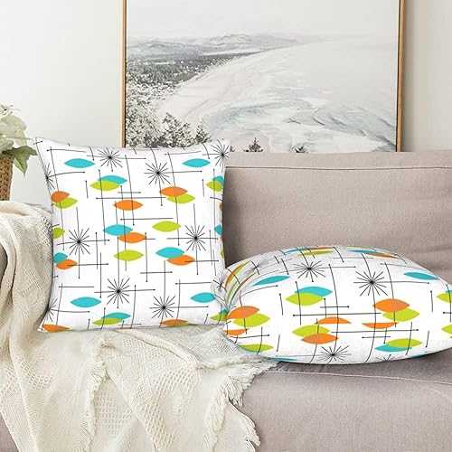 Miniatura 8 de Fundas de almohada de felpa con patrón atómico moderno de mediados de siglo, 2 unidades, fundas de cojín para sofá dormitorio, adecuadas para sofá,