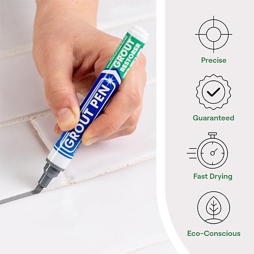 Miniatura 2 de Rotulador de pintura para azulejos grises pintura para lechada impermeable, colorante para lechada de azulejos y bolígrafo sellador, gris, punta