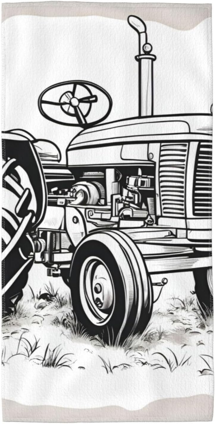 Cartoon Tractor Print Hand Towels for Kitchen, Decorative Bathroom Towels Decor Farmhouse Cute for Men Women Gifts