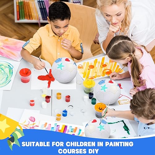 Miniatura 5 de Jexine Balón de fútbol blanco liso, 3 unidades, pelota de fútbol de bricolaje, autógrafo de donación de caridad cristiana con bomba de aguja,