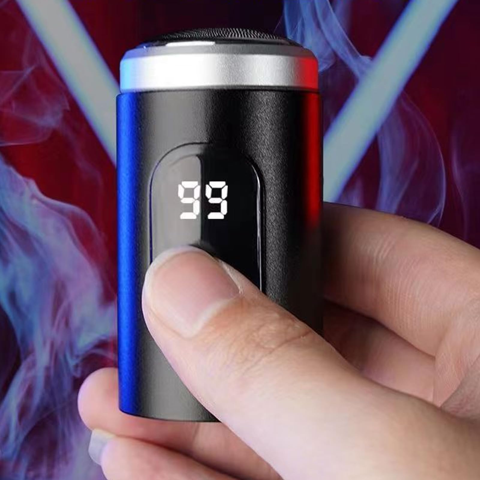 Pwshymi Portable Mini Electric Beard Trimmer, IP7X Washable, 65000RPM Digital Beard Cutter, Small Beard Groomer,Compact Size, USB Rechargeable