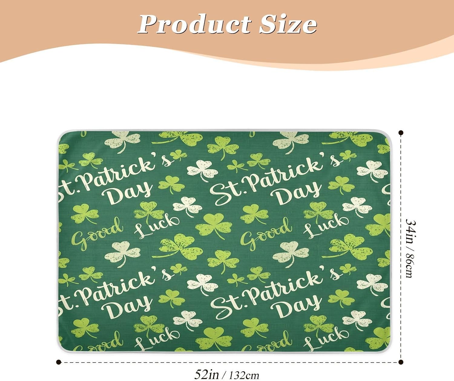CEBUGI 34” x 52”Washable Underpads Heavy Absorbency Waterproof Incontinence Bed Pads St. Patrick's Day Clover Pee Pads for Adults Kids and Baby