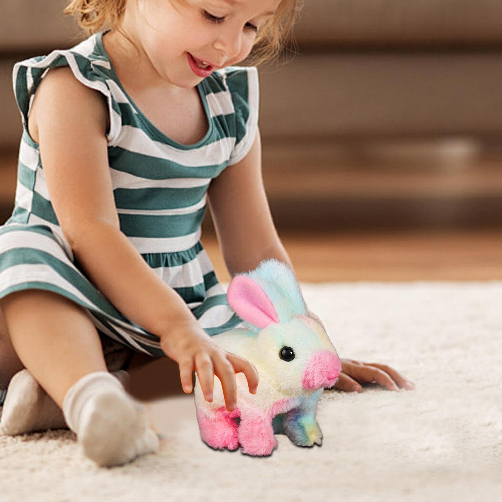 Bunny Toys for Kids, Hopping Bunny Toy,Toy lapin rebondissant Animaux en peluche réalistes | Figures de peluche interactives, animal robotique à sauter, sauter, nez tremblant, trépassant les oreilles