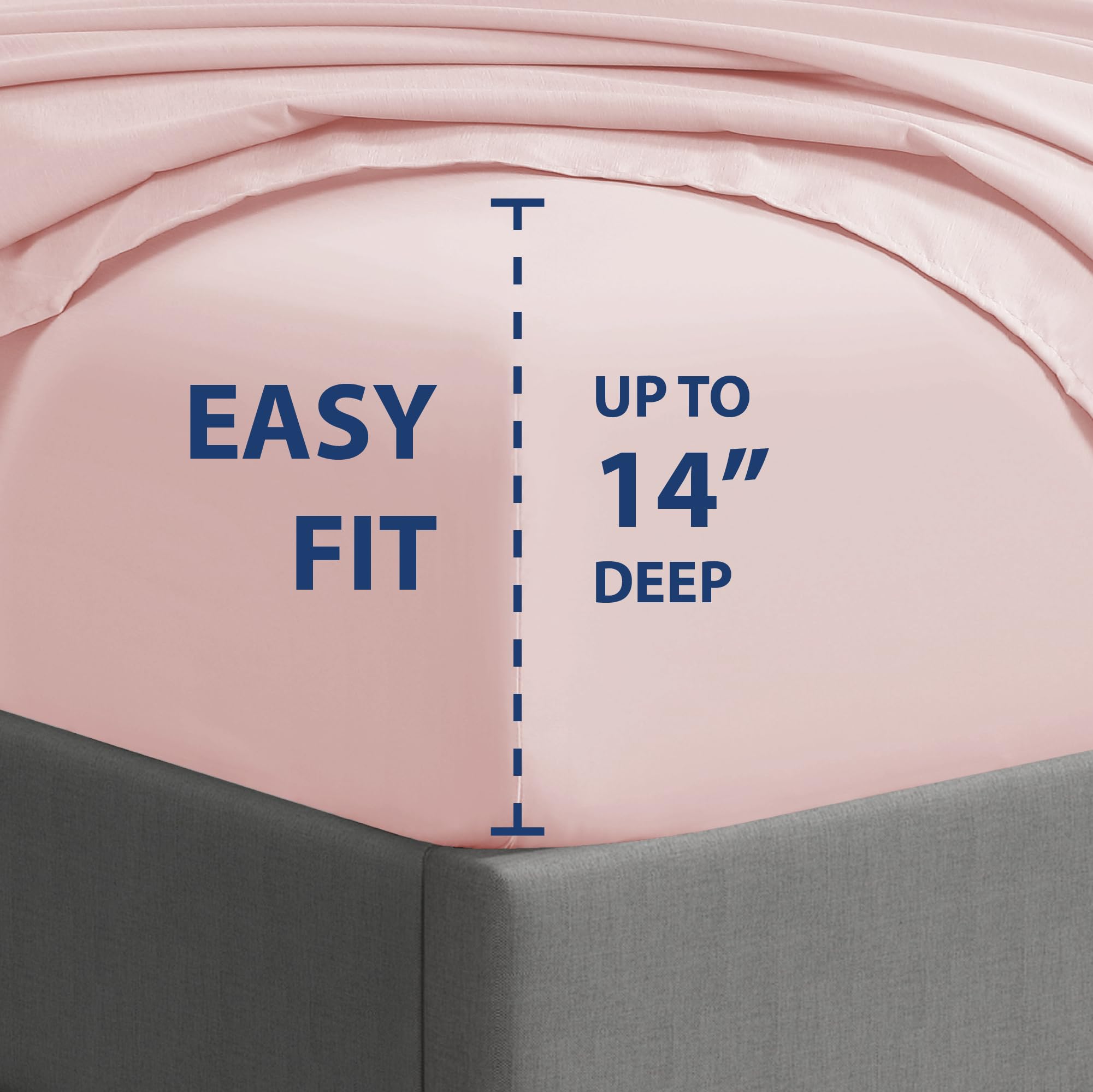 Cathay Home Essentials Ultra Soft Hypoallergenic Wrinkle Resistant Double Brushed Microfiber Bedding Sheet Set, Blush, Twin XL - Image 2