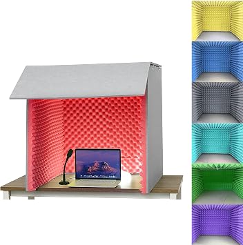 Portable Sound Recording Vocal Booth Box,Desktop Soundproof Cover,Vocal Booth Portable Vocal Booth, Sound Absorbing Shield,Sound Proof Foam Panels to Filter Voc