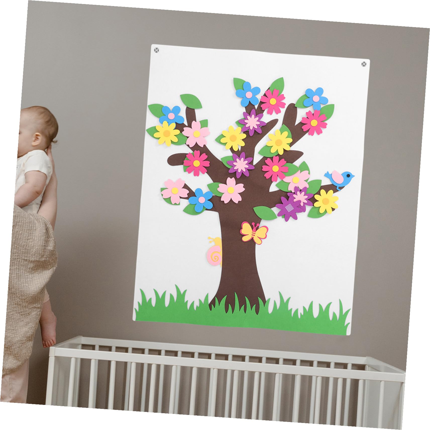 Hemobllo Set Pannolenci per Bambini Albero e Fiore, Lavagna DIY per attività Educative Senza Schermo, Decorazione Murale per Scuola Materna e Cameretta