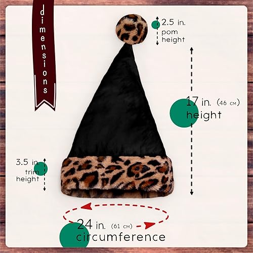 Miniatura 8 de Sombrero de Papá Noel negro, ribete peludo de lujo gris y blanco, piel de zorro sintética, gorro gótico de lujo para Navidad, adulto, 1 talla