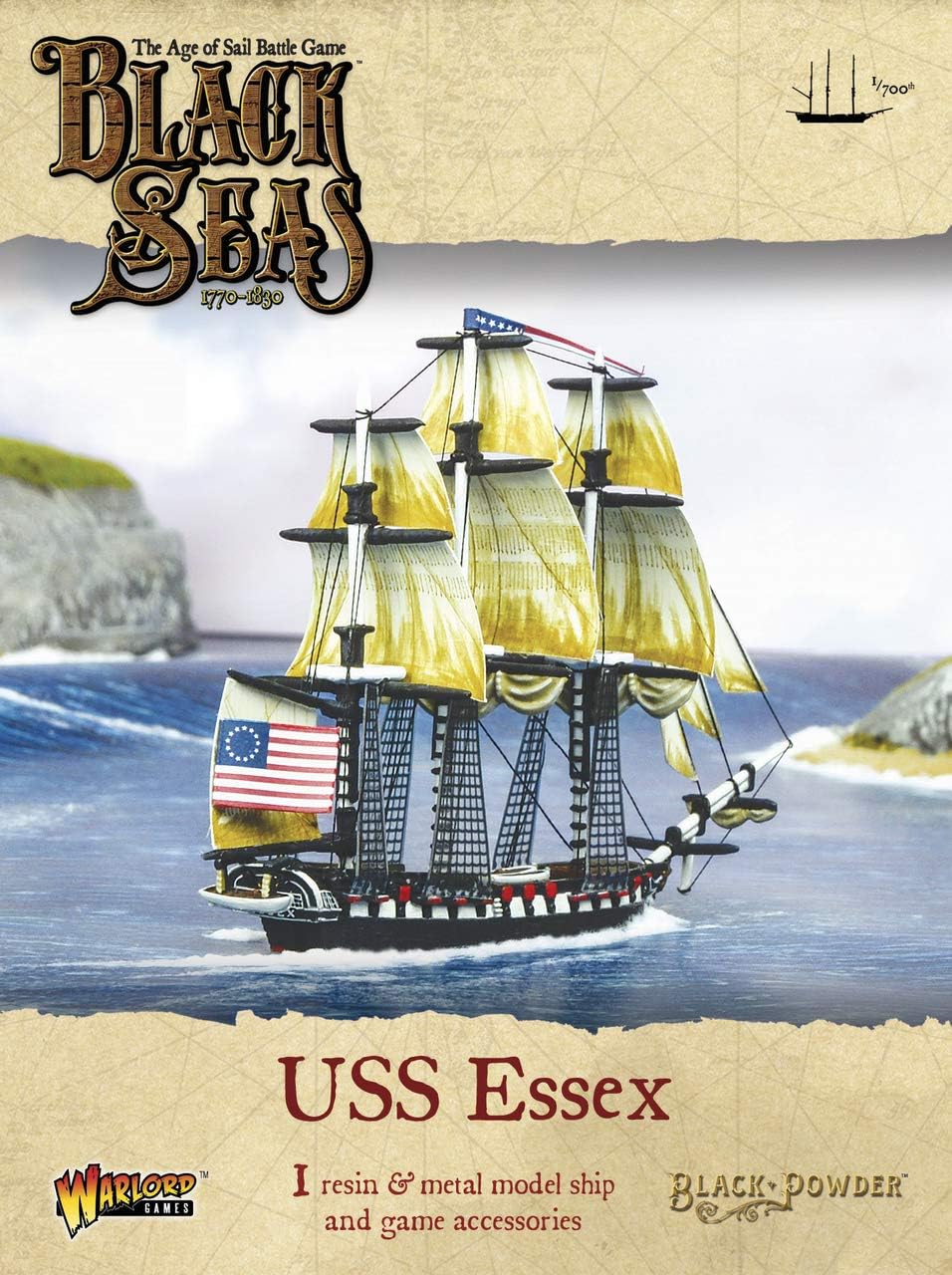 Warlord Games USS Essex 1/700 Scale Miniature for Black Seas Highly Detailed Age of Sail Era Miniatures for Table-top Wargaming